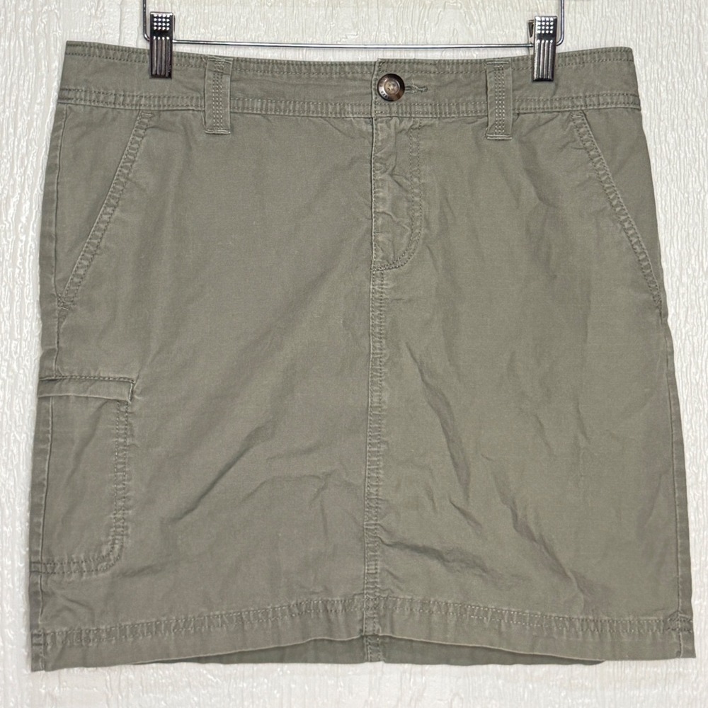 Eddie Bauer Womens Olive Green Cargo Mini Skirt Size 6 Utility Cotton Blend